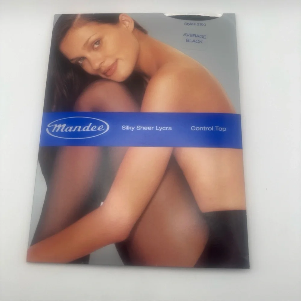 Mandee silky, sheer Lyra control top pantyhose, average black